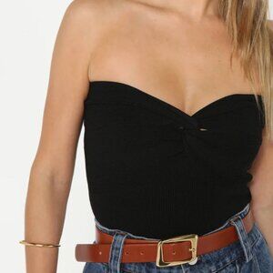 Madison the Label Mae Sleeveless Sweetheart Neckline Black Knit Top Size XSmall